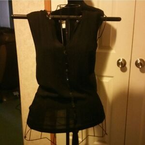 Black sequined accented tank top M